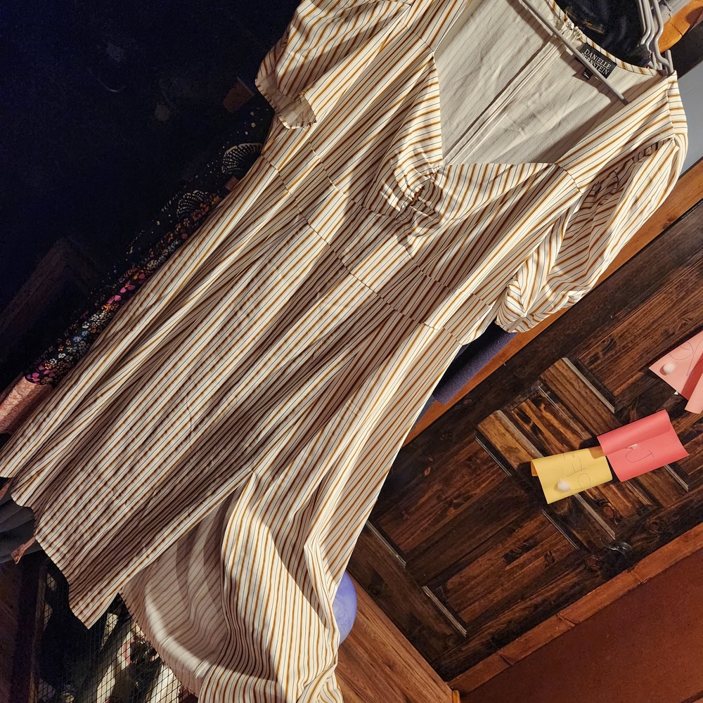 Danielle Bernstein Cream and Brown Striped Dress